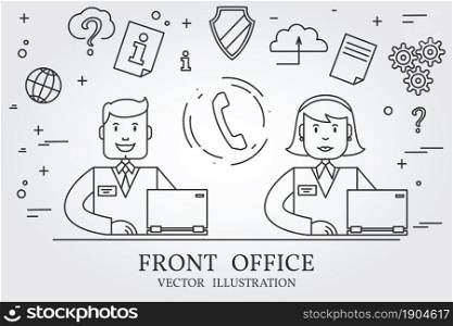 Front office. Think line icon. Vector.