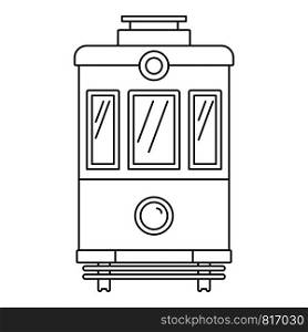 Front view tram icon. Outline front view tram vector icon for web design isolated on white background. Front view tram icon, outline style