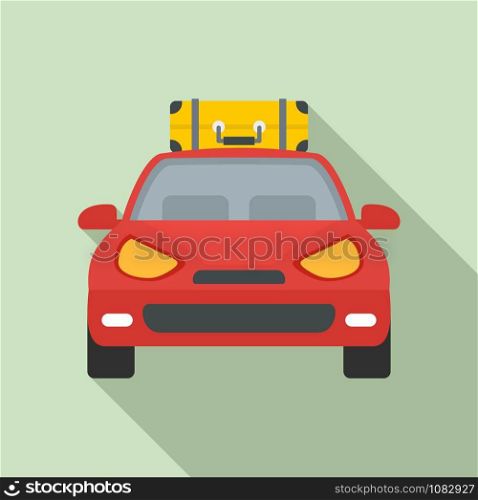 Front view travel car icon. Flat illustration of front view travel car vector icon for web design. Front view travel car icon, flat style