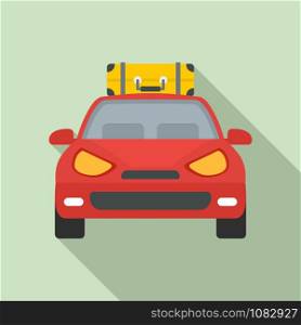 Front view travel car icon. Flat illustration of front view travel car vector icon for web design. Front view travel car icon, flat style