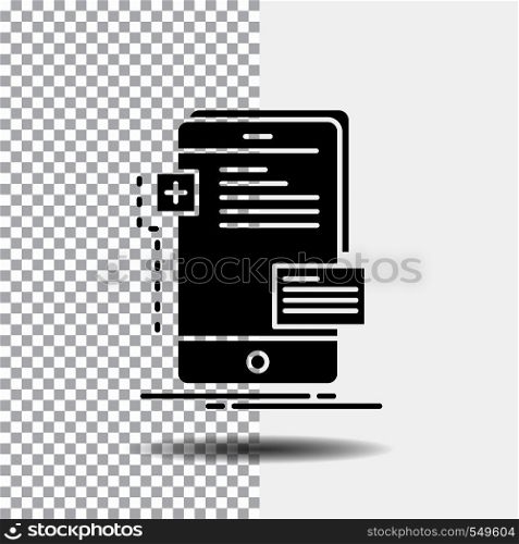 frontend, interface, mobile, phone, developer Glyph Icon on Transparent Background. Black Icon. Vector EPS10 Abstract Template background