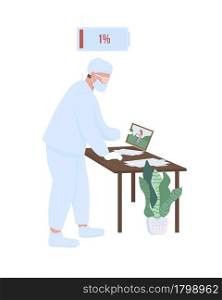 Frontline healthcare worker experiences burnout semi flat color vector character. Full body person on white. Covid pandemic isolated modern cartoon style illustration for graphic design and animation. Frontline healthcare worker experiences burnout semi flat color vector character
