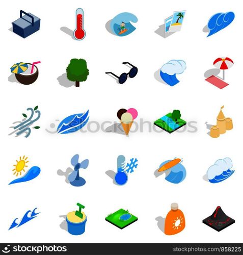 Frost icons set. Isometric set of 25 frost vector icons for web isolated on white background. Frost icons set, isometric style