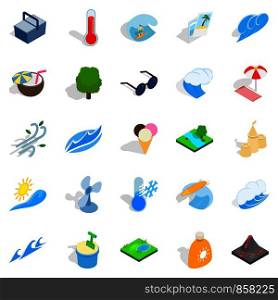 Frost icons set. Isometric set of 25 frost vector icons for web isolated on white background. Frost icons set, isometric style
