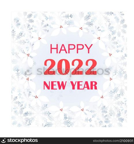 Frost on the window, blue snowflakes, 2022 on blue background, typography banner, design element
