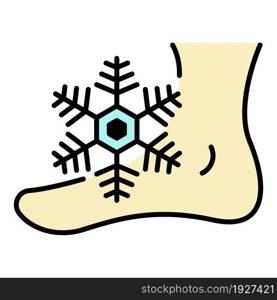 Frostbite foot icon. Outline frostbite foot vector icon color flat isolated. Frostbite foot icon color outline vector