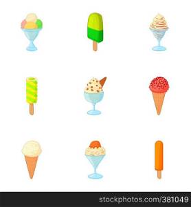 Frosty sweetness icons set. Cartoon illustration of 9 frosty sweetness vector icons for web. Frosty sweetness icons set, cartoon style