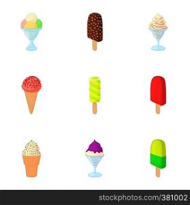 Frosty treat icons set. Cartoon illustration of 9 frosty treat vector icons for web. Frosty treat icons set, cartoon style
