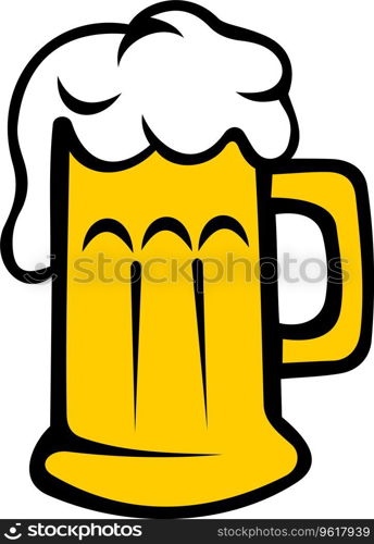 Frothy tankard of beer or lager Royalty Free Vector Image