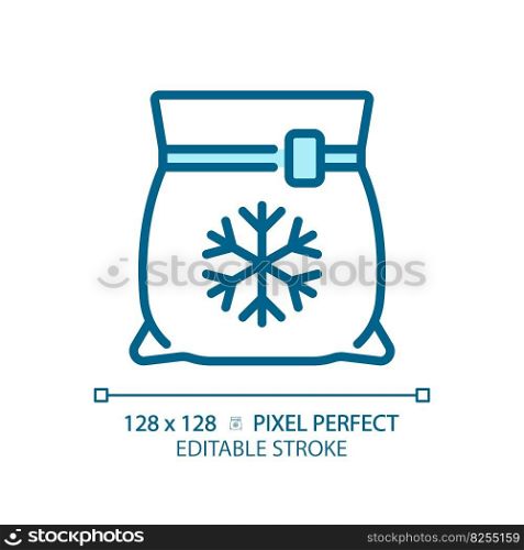 Frozen food pixel perfect blue RGB color icon. Prepackaged meal. Preservation method. Freezer aisle. Quick preparation. Isolated vector illustration. Simple filled line drawing. Editable stroke. Frozen food pixel perfect blue RGB color icon