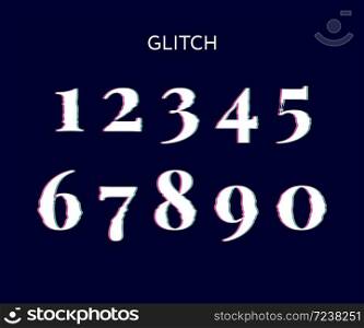 Frozen glitch screen distortion vector numbers. Frozen glitch screen distortion vector numbers black