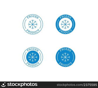 Frozen product logo icon. Food package st&illustration symbol. Sign frost label vector desing.