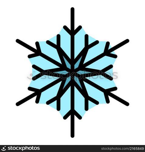 Frozen snowflake icon. Outline frozen snowflake vector icon color flat isolated. Frozen snowflake icon color outline vector