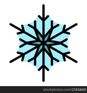 Frozen snowflake icon. Outline frozen snowflake vector icon color flat isolated. Frozen snowflake icon color outline vector