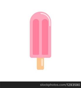 Frozen strawberry popsicles isolated on white background. Summer Ice lolly in flat style. Pink ice cream vector illustration.. Frozen strawberry popsicles isolated on white background.