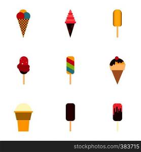 Frozen sweets icons set. Flat illustration of 9 frozen sweets vector icons for web. Frozen sweets icons set, flat style
