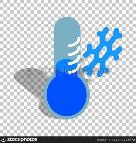 Frozen thermometer and snowflake isometric icon 3d on a transparent background vector illustration. Frozen thermometer and snowflake isometric icon