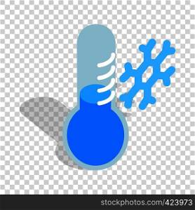 Frozen thermometer and snowflake isometric icon 3d on a transparent background vector illustration. Frozen thermometer and snowflake isometric icon