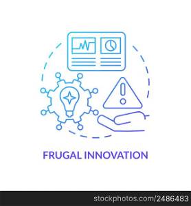 Frugal innovation blue gradient concept icon. Future of innovation management abstract idea thin line illustration. Low-cost product. Isolated outline drawing. Myriad Pro-Bold font used. Frugal innovation blue gradient concept icon