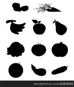 Fruit and vegetables2. Various fruit and vegetables. A vector illustration.