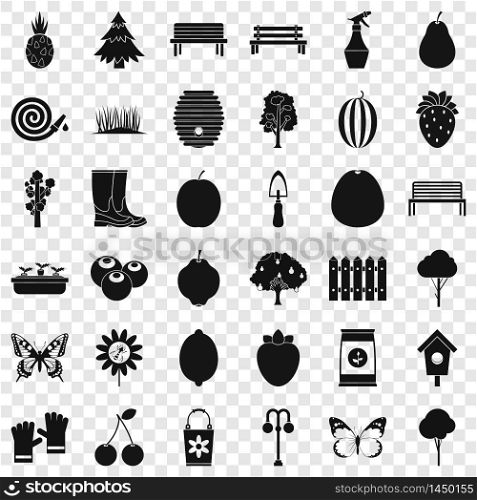 Fruit basket icons set. Simple style of 36 fruit basket vector icons for web for any design. Fruit basket icons set, simple style