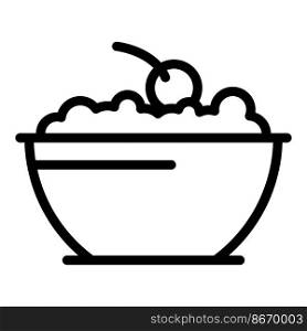 Fruit cereal bowl icon outline vector. Corn milk. Breakfast spoon. Fruit cereal bowl icon outline vector. Corn milk