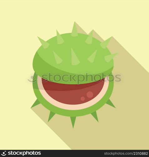 Fruit chestnut icon flat vector. Sweet tree. Season nut. Fruit chestnut icon flat vector. Sweet tree