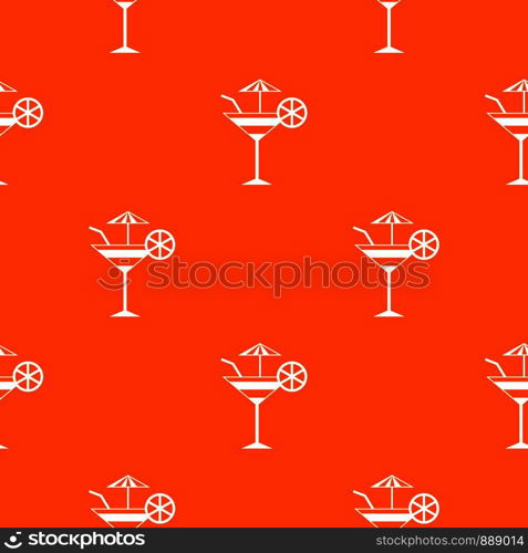 Fruit cocktail pattern repeat seamless in orange color for any design. Vector geometric illustration. Fruit cocktail pattern seamless
