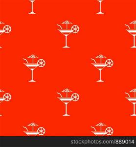 Fruit cocktail pattern repeat seamless in orange color for any design. Vector geometric illustration. Fruit cocktail pattern seamless