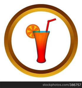 Fruit cocktail vector icon in golden circle, cartoon style isolated on white background. Fruit cocktail vector icon