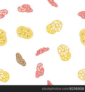 fruit dry snack nut mix vector seamless pattern thin line illustration. fruit dry snack nut mix vector seamless pattern