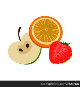 Fruit flavor icon in cartoon style on a white background. Fruit flavor icon, cartoon style
