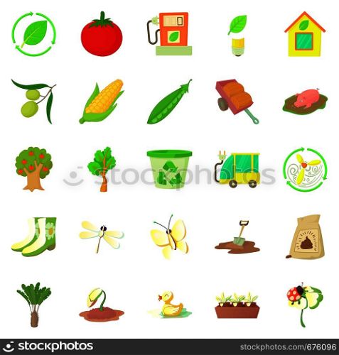 Fruit growing icons set. Cartoon set of 25 fruit growing vector icons for web isolated on white background. Fruit growing icons set, cartoon style