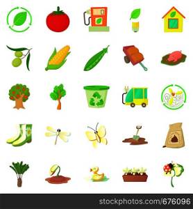 Fruit growing icons set. Cartoon set of 25 fruit growing vector icons for web isolated on white background. Fruit growing icons set, cartoon style
