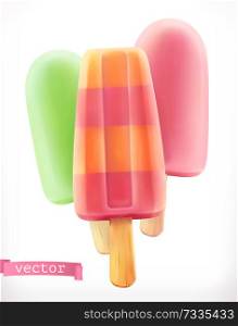 Fruit ice cream. 3d realistic vector icon