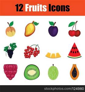 Fruit icon set. Color  design. Vector illustration.
