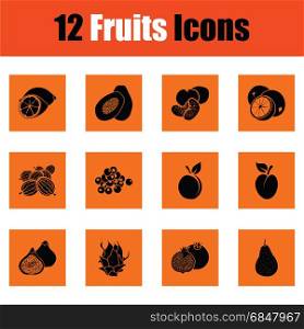 Fruit icon set. Orange design. Vector illustration.