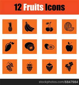 Fruit icon set. Orange design. Vector illustration.