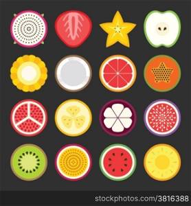 Fruit icon set, vector