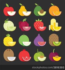 Fruit icon set, vector