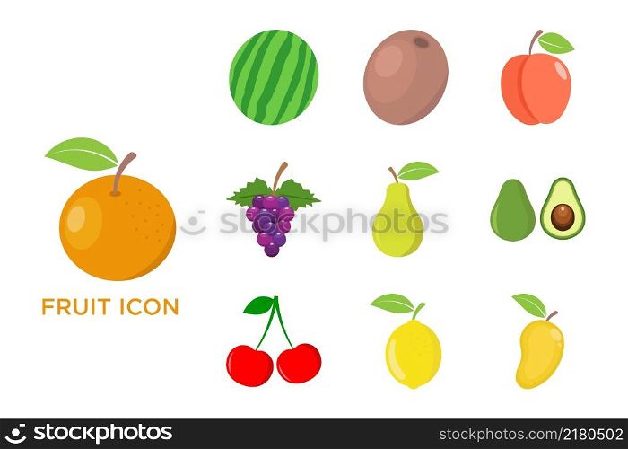 fruit icon set vector design template in white background