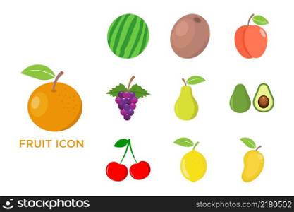 fruit icon set vector design template in white background