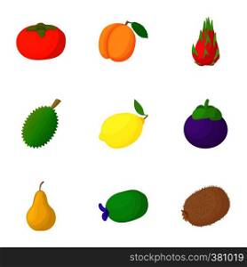 Fruit icons set. Cartoon illustration of 9 fruit vector icons for web. Fruit icons set, cartoon style