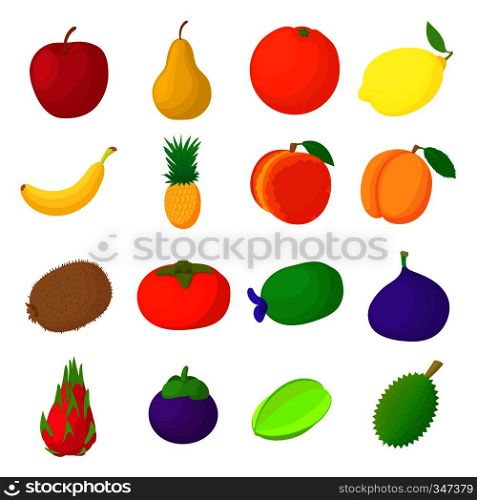 Fruit icons set in cartoon style isolated on white background. Fruit icons set, cartoon style
