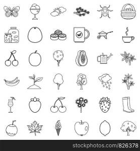 Fruit icons set. Outline style of 36 fruit vector icons for web isolated on white background. Fruit icons set, outline style