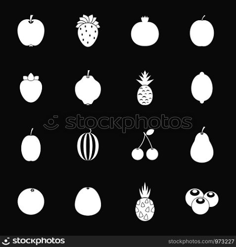 Fruit icons set vector white isolated on grey background . Fruit icons set grey vector