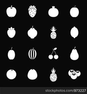 Fruit icons set vector white isolated on grey background . Fruit icons set grey vector