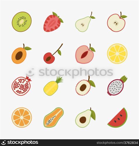 Fruit icons with white background , eps10 vector format