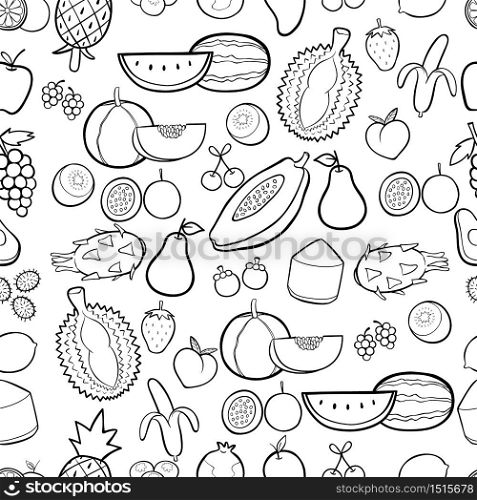 Fruit in hand drawn doodles seamless pattern background