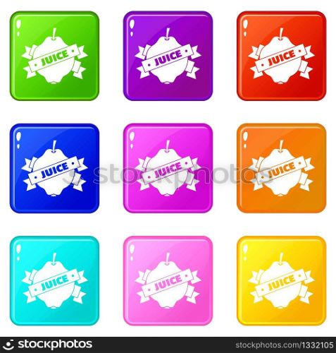 Fruit juice icons set 9 color collection isolated on white for any design. Fruit juice icons set 9 color collection
